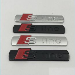 Car Stickers 10Pcs Car Stickers Sline For A4L A5 A6L Side Emblem Exterior Decorative Metal Sticker Accessories Drop Delivery 2022 Mo Dhjyf