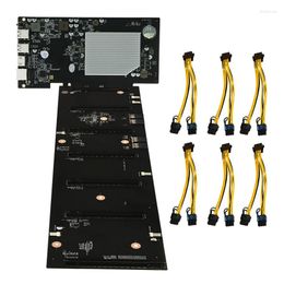 Placas-mãe eth-hsw2 btc mineração placa-mãe 6 cartões pcie x16 slot gráfico de 70 mm DDR3 SO-DIMM RAM MSATA USB 2.0 com cabos de alimentação