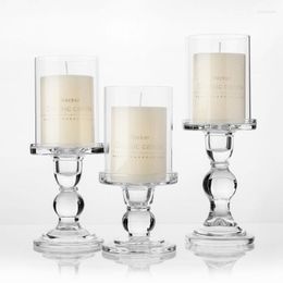 Candle Holders 1pc 3.46 / 4.52 5.51 In Glass For Pillar And Taper Wedding Decoration Candlestick Set