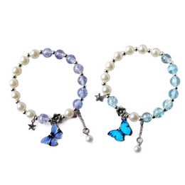 Bracelets Fashion strands Accessories Temperament girlfriends senior bracelet design blue pearl butterfly string for womens