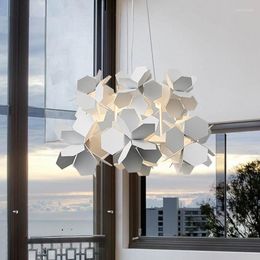 Chandeliers Nordic LED Chandelier Lighting Modern Indoor Iron Hanging Lights White Simple Dining Room Living Ceiling Lamps
