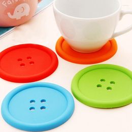 Table Mats 1pcs Button Coasters Silicone Placemat Cushion Mug Cup Holder Household Supplier