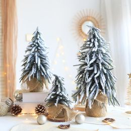 Christmas Decorations White Flocking Snow Spray Tree Set Mini Imitation Pine