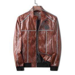 Biker leather jacket Men zipper trim short Hip hop casual outdoor sports designer motorcycle coat Black Biker Letters Fashion luxury fitness