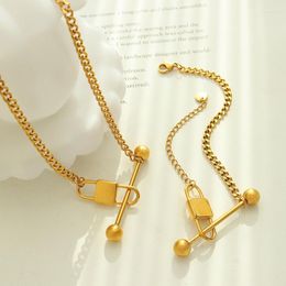 Necklace Earrings Set Fashion Jewellery Balance Ball Lock Bracelet Stainless Steel Material Women Love Gift Wholesale