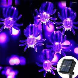 Strings Solar Powered LED Halloween Purple Spider String Lights Horrible For Window Porch Outdoor Indoor Decor