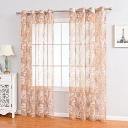 Curtain Nordic Style Coffee Leaves Translucidus Tulle Curtains For Living Room Bedroom Home Decor Brief Voile Sheer Panel