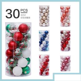 Party Decoration 30Pcs 6Cm Christmas Tree Decor Balls Glitter Blue Gold Plating Hanging Pendants Ball For Home Year Otpzx