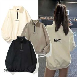 Hoodies Sweatshirts Hoodie Ess Men Essentials Knitted Sweater Zipper Letter Sleeve Sweatshirt Loose Fog Essential Mens Hoode