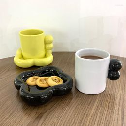 Mugs Nordic Kind Cloud Ceramic Mug Fat Plate Breakfast Coffee Cup Sugar Gourd Handle Office Water Tea Milk With Tray Set