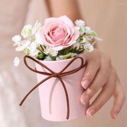 Gift Wrap 1Pc S/M Mini Flower Wrapping Box Round Cardboard Packaging Case Hug Bucket Wedding Vase