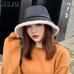 Beanie/Skull Caps Women Hat Thicken Warm Faux Fur Bucket Hat Leather Large Brim Fisherman's Hats Autumn And Winter Hats for Women Panama Lady Cap T221020