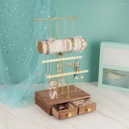 Jewelry Pouches 3 Tier Tree Stand Tower With Drawer For Necklace Ring Bracelet Holder T-Bar Organizer Case Storage Box Showcase