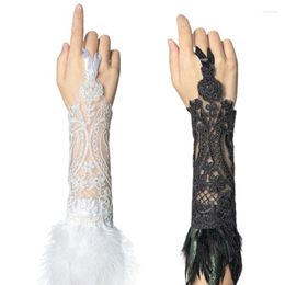 Knee Pads Women Dance Arm Sleevess Fashion Bride Jewellery Cover Female Feather Bracelet Costume Wedding Wrist Cuff Party Cosplay Props