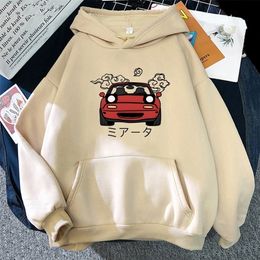 Men's Hoodies Sweatshirts Anime Initial D Hoodie JDM Japanese Automotive Miata MX5 Printed Hoody Women Crewneck Men Long Sleeve Pullover Tops 221025