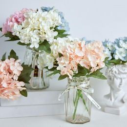 Decorative Flowers Silk Artificial Hydrangea Bridal Bouquet Home Decor Vase Fake Plant Garland Wedding Birthday Party Room Table Decoration