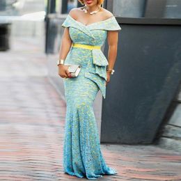 Party Dresses Elegant Off Shoulder Prom Lace Formal Gowns Custom Made Cut-out Evening Dress Arabic Aso Ebi Plus Size