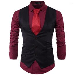 Men's Vests Mens Slim Fit Single Breasted Suit Vest 2022 Brand Formal Business Wedding Waistcoat Men Black Gilet Homme Costume XXL