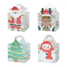 Gift Wrap Christmas PVC Transparent Muffin Box Cake Carry Merry Decor For Home Xmas Ornaments Navidad Party Candy