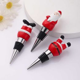 6PCS 3Styles Xmas Santa Bottle Stopper Christmas Favours Winter Theme Party Gifts Wine Stopper Supplies Kitchen Tool Table Decors