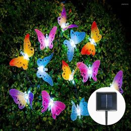 Strings Solar Power LED String Lights 12/20 Multicolor Fiber Optic Butterfly Decorative For Home Patio Garden Christmas Tree