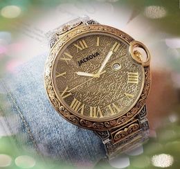 Crime Premium Mens Big Dial Watches 48mm Quartz Movement Male Time Clock Watch Engraved Flowers Case highend good looking Wristwatch Montre De Luxe Gifts