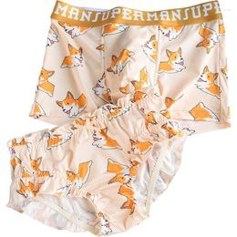 Underpants 2022 Modal Couple Underwear Cartoon Cute Panties Sexy Men Boxers Shorts Women Cosy Lingerie Pant