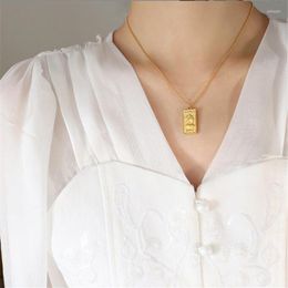 Chains Gold Plated Colour Head Portrait Square Pendantnecklace For Women Personality Beads Chain Clavicle Necklaces Fashion Jewellery