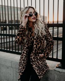 Women's Fur 2022 Fashion Streetwear Leopard Print Faux Coat Casual Long Sleeve Turn-down Collar Open Stitch Jackets For Women