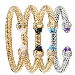 Bangle Brillian Luxury Wire Twisted AAA Zircon Stainless Steel Bracelet Women NonOxidizable Jewellery Prom Party Accessories Gift 221024