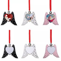 Sublimation Metal Christmas Decorations Blanks Angel Wings Ornaments Christmas Tree Pendants