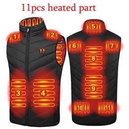 11 ADET Isıtmalı Ceket Moda Erkek Kadın Ceket Akıllı USB Elektrikli Isıtma Termal Sıcak Giysiler Kış Yelek Plussize 210923