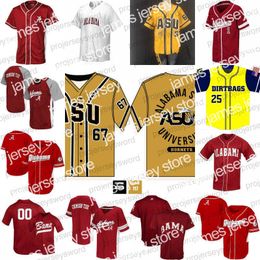 Il baseball del college indossa la maglia da baseball da uomo dell'Alabama State University personalizzata con qualsiasi nome e numero