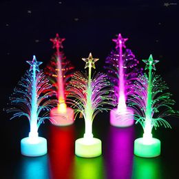 Christmas Decorations 3pcs LED Colorful Fiber Optic Tree Battery Mini Flash Night Light Romantic Gift