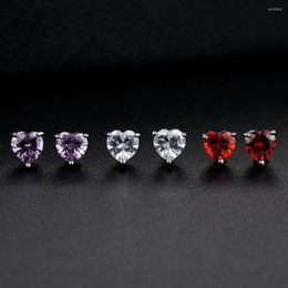 Stud Earrings 2022 Designs Luxury Zircon Pink Heart Funny Earings For Women Wedding Girl Lady Gift Drop Jewellery Z34