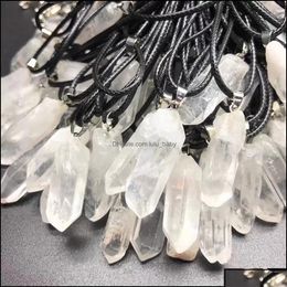 Pendant Necklaces Trendy Natural White Crystal Pillar Energy Healing Stone Necklace Rope Women Jewellery Facto Baby D Otfbl