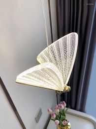Pendant Lamps Light Luxury Creative Butterfly Bedroom Bedside Small Chandelier Bar Designer Personality Background Wall