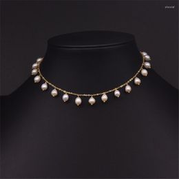 Choker Natural Fresh Water Pearl Tassel Necklace Pendant For Women Wedding Gift Handmade Bib Collar Luxury Fine Jewellery