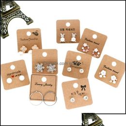 Tags Price Card Packaging Jewelry4X4Cm Kraft Paper Mti-Motif Earring With Hold Hanging Earrings Ear Stud Jewellery Otiwo