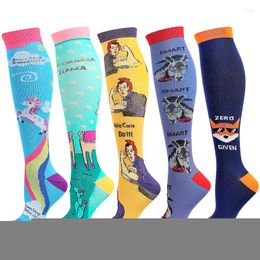 Men's Socks Unisex Elastic Compression Stockings Women Outdoor Breathable Fitness Sport Camping Soccer Stocking Protect Feets Varicose Veins