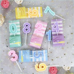 Candles Pink Arone Candy Color 09 Birthday Candles Party Cake Decoration Baking Plugin Creative Age Digital Candlezc1229 Drop Delive Dh3Dj