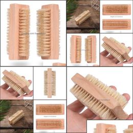 Cleaning Brushes Household Tools Housekee Organisation Home Garden Wood Nail Brush Twosided Natural Boar Bristles Wo Ots1P