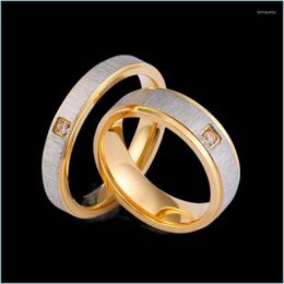 Wedding Rings Wedding Rings Foreign Trade Jewellery Simple Gold Brushed Single Mens And Womens Couple Ringswedding Brit22 Drop Delivery Dhrsn