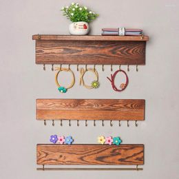 Jewelry Pouches Family Storage Wall Mounted Organizer Rustic Wood Rack For Earring Bracelet And Necklace Holder Hanger
