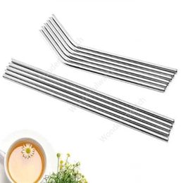 Reusable Metal Drinking Straws Stainless Steel Home Party Bar Accessories Straight Bent Tea Coffee Drinking For Tumblers 215x6mm 2000pcs DAW509