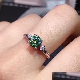 Wedding Rings Wedding Rings Green Sapphire Dainty Ring For Women Single Crystal Gemstone Anniversary Proposal Gift Msee Pics Day Herw Dhm2U