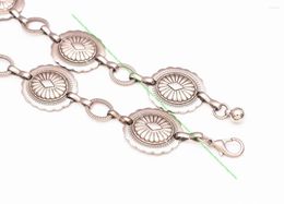 Belts 110cm Western Antique Silver Women Southeast Art Flower Waist Chain Oval Adjustable Conchos Belt