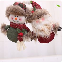 Christmas Tree Ornaments Santa Snowman Plush Doll Pendant for Holiday Xmas Festival Hanging Decorations RRA184