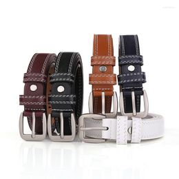 Belts 2022 Fashion Two-Line Ladies Pu Leather Belt Korean Version 5 Color Body Business Youth Student Pin Buckle Trousers