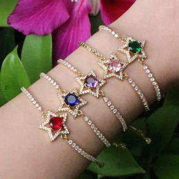 Link Bracelets 5Pcs Charm Cubic Zirconia Tennis Bracelet For Women Girl Star Lucky Zircon Dainty Gold Jewellery Gift